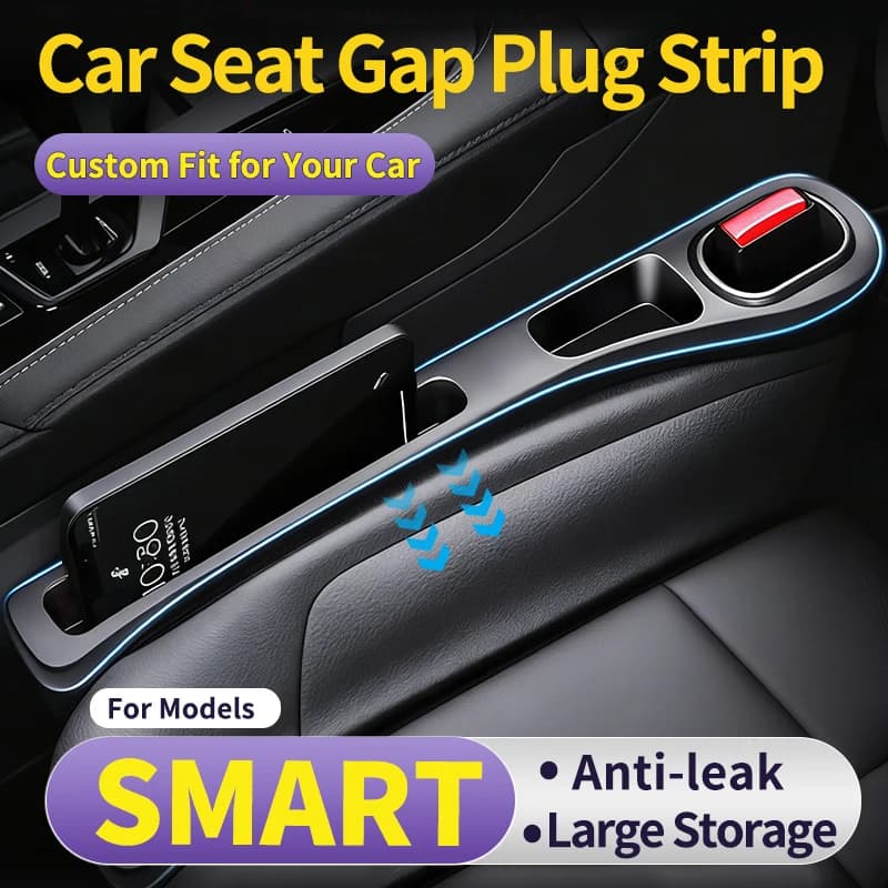 Supporto per sedile auto su misura per SMART, organizer per fessure, evita lo scivolamento del telefono, pratico contenitore laterale, Plug and Play