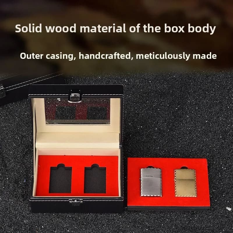 2026 New high-end double-layer lighter collection display box, high-end collection wooden box, cigarette accessories, men's gift