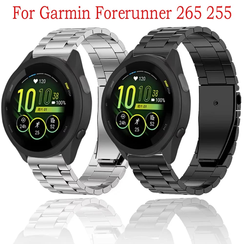 Cinturino in metallo 18mm 20mm 22mm per Garmin Forerunner 265 255 965 Sostituisci il braccialetto Garmin 165 55/Vivoactive 5/Vivomove Trend/Venu 3 2