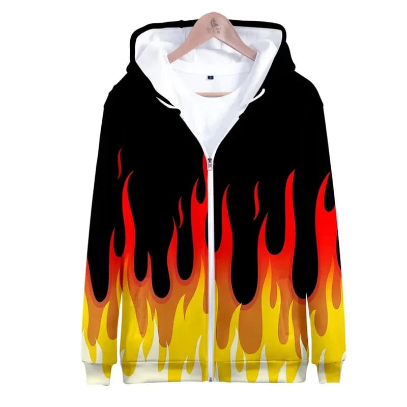 Felpe con cappuccio stampate 3D con fiamma rossa e gialla Uomo Donna Moda Felpa con cappuccio a maniche lunghe Felpa Casual Abbigliamento streetwear