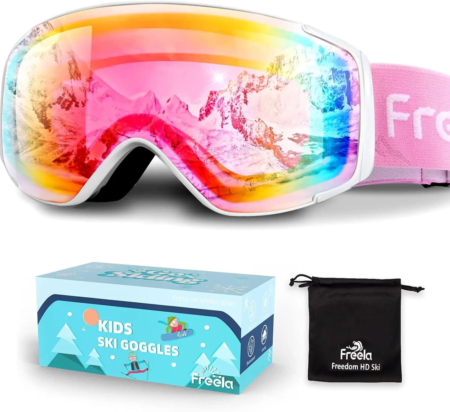 Occhiali da Sci per Bambini e Ragazzi (3-14 Anni) Antiappannamento Protezione UV Attrezzatura per Snowboard