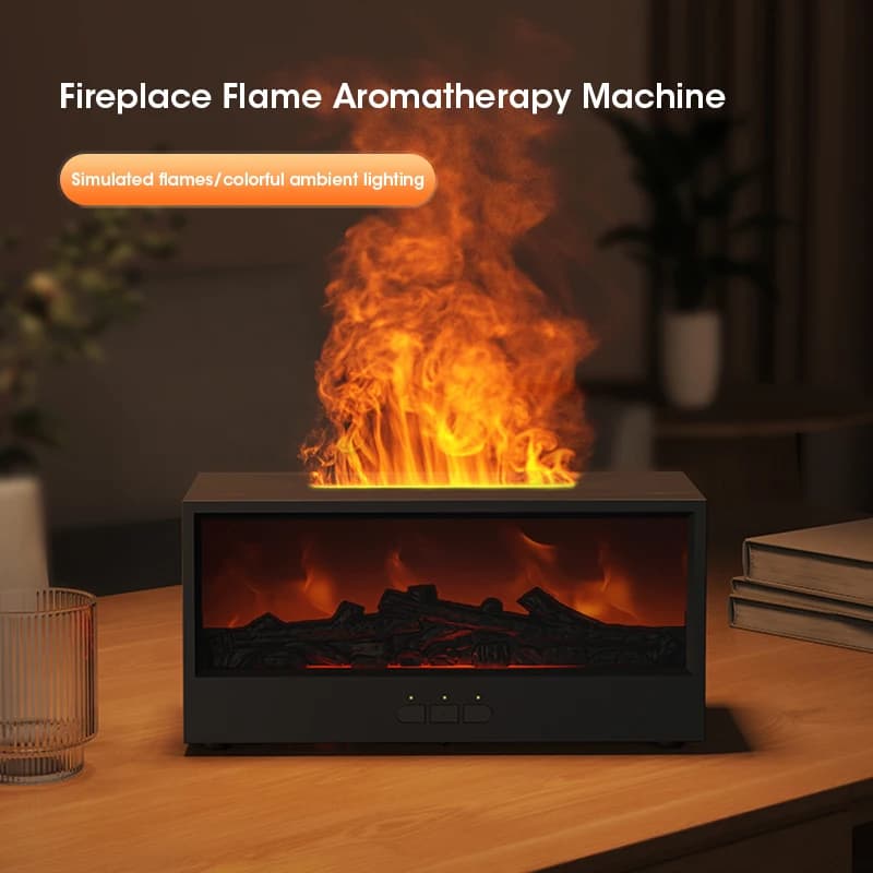 150ml Simulated Fireplace Aroma Diffuser Flame Air Humidifier with Remote Control Waterless Auto Off for Home Room Creative Gift