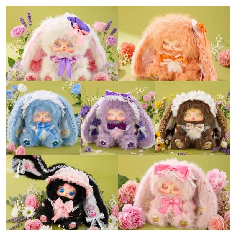 Tre piccoli conigli pelosi Seconda generazione di elfi di coniglio 680% Figurine alla moda Bambole Simpatici ornamenti di peluche Collezione regalo