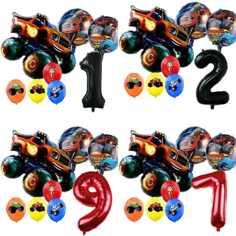 Big Car Blaze Monster Balloon Boy Birthday Party Supplies decorazione numero Machines Racing Racecar Toy Baby Shower