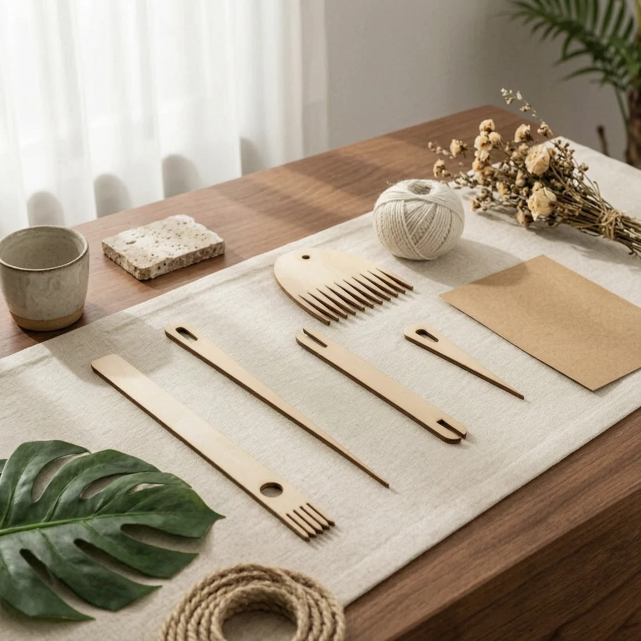 5 Pieces Wooden Knitting Needle Gauge Easy to Use Wooden Knitting Gauge Yarn Measuring Tool Portable Hobby Tools for Craft Room