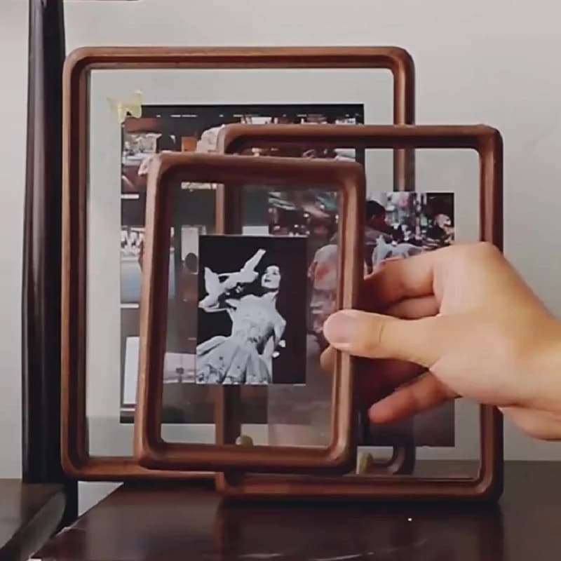 Premium Solid Walnut Double-Sided Transparent Photo Frame High-Quality Wooden Picture Frame for Home Decor