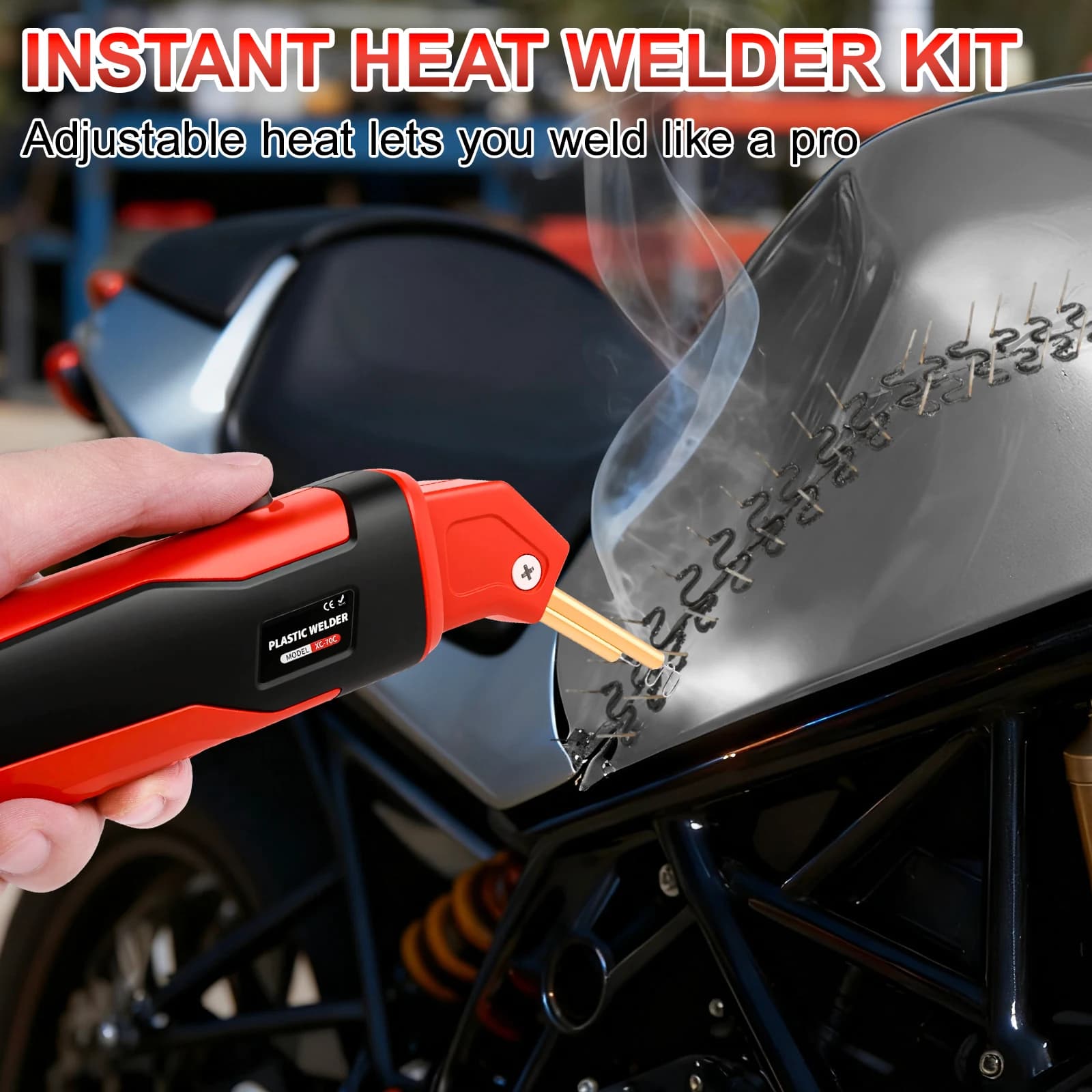Kit Saldatore per Riparazione Paraurti Auto 100W, Strumenti da Garage per Riparazione Paraurti, Ferro da Saldatura per Plastica, Graffettatrice a Caldo