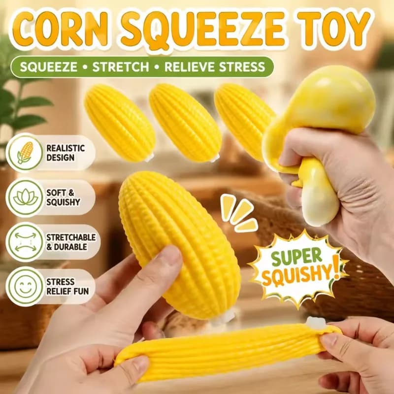 Corn Squishy Stress Relief Toy Squeeze Decompression Fidget Toy Fake Corn Flour Toy for Adults Kids