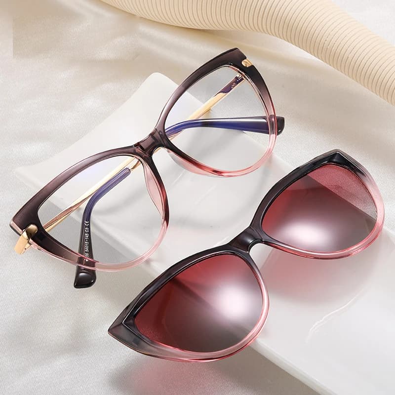 Occhiali da sole polarizzati da donna Occhiali magnetici con clip Moda Cat Eye Occhiali da vista ottici Miopia Ipermetropia Spectacle
