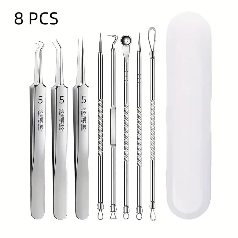 8 PCS Stainless Steel Acne Needle Tool Cell Clip Blackhead Removal Tool Beauty Salon Grade for Home Acne Treatment