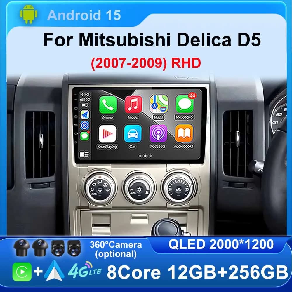 Android Auto For Mitsubishi Delica D5 2007 - 2009 RHD Car Radio Stereo GPS Navigation Multimedia Player WIFI Carplay Head Unit