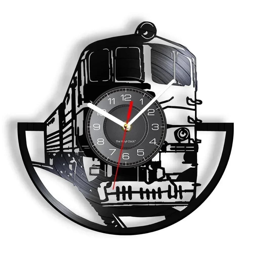 Orologio da Parete Artistico in Vinile con Pista Ferroviaria Creativa, Decorazione per Stazione, Arredamento per la Casa degli Addetti al Treno, Orologio d'Arte Ferroviaria