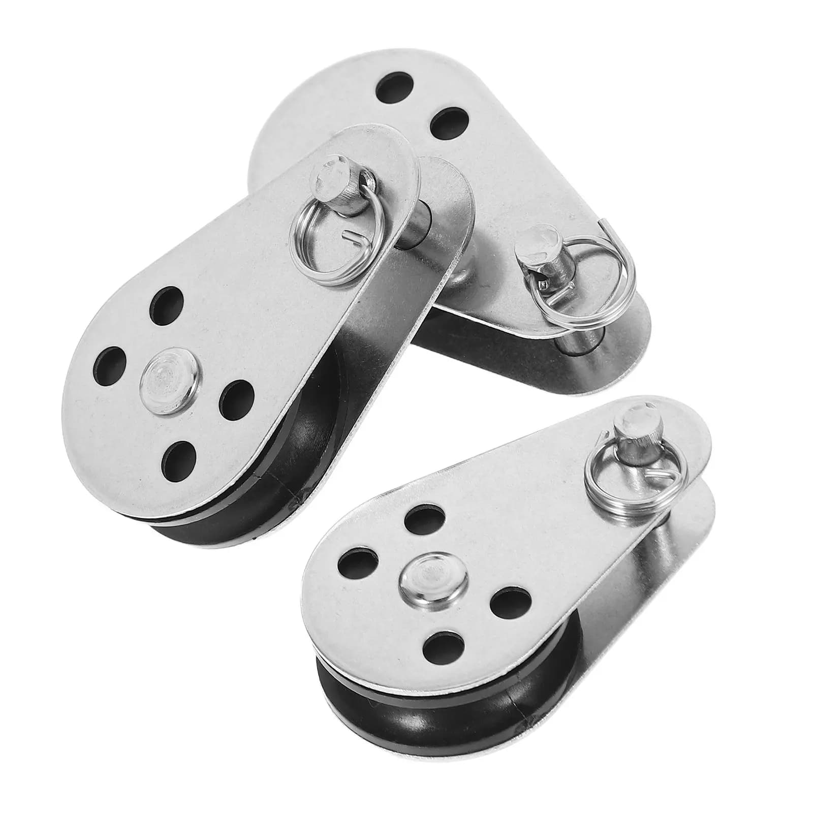 3Pcs Stainless Steel Marine Pulley Block Heavy Duty Single Pulley Wheel Outdoor Kayak Hardware Sailboat Rope Cable Yacht Anchor
