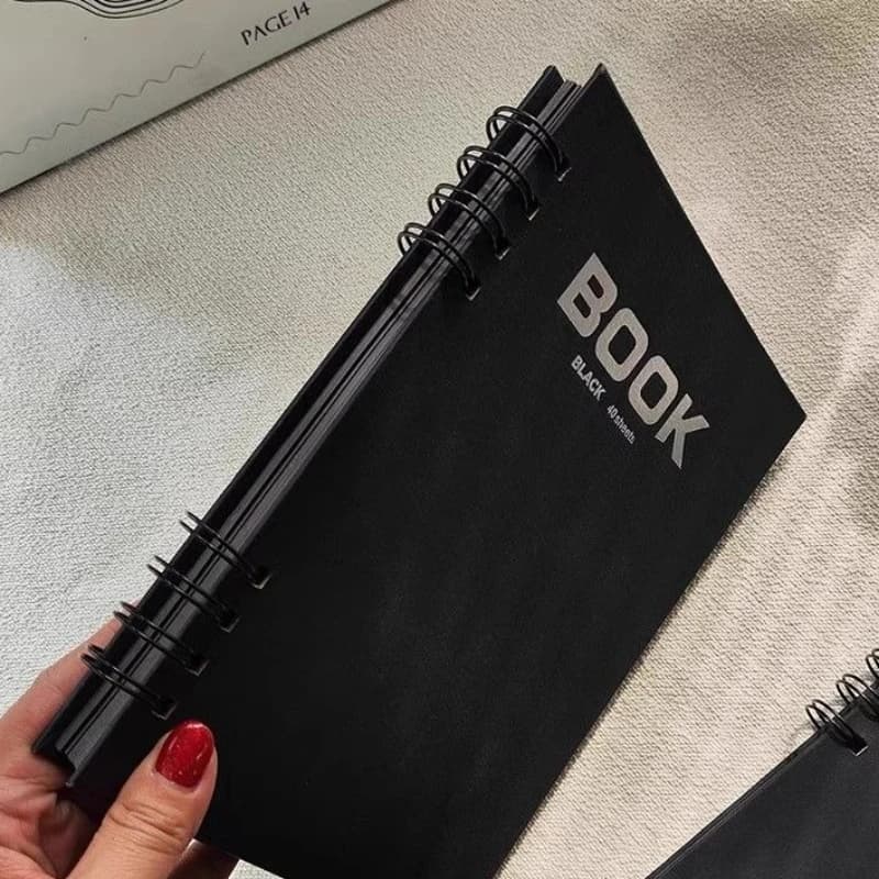 A4 Black Card Sketchbook Double Iron Ring 40 Pages Art Drawing Book Gift