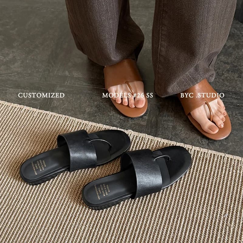 2026new summer women sandals natural leather 22-25.5cm cowhide+sheepskin split toe mules wedges low heel women slippers fashion