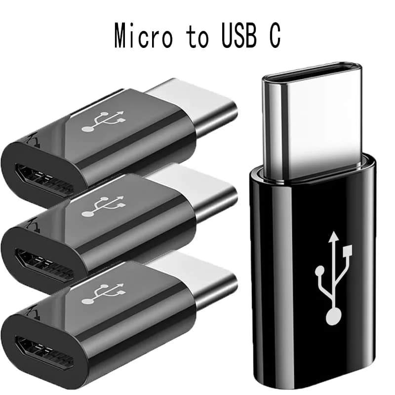 Adapter from Micro USB female to USB-C male, OTG converter, connector from Micro-B to USB-C, charging cable, phone accessories