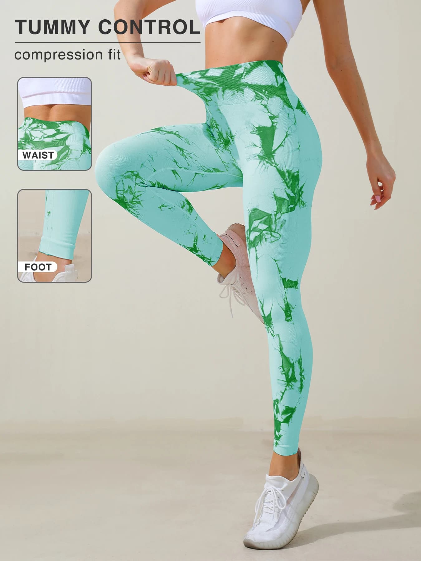 Leggings da donna con stampa tie-dye a vita alta, pantaloni da yoga per allenamento fitness casual