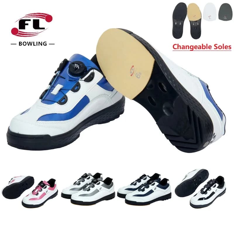 New Arrival Women Men Bowling Shoes Changeable Skidproof Sole Professional Bowling Sneakers Breathable Sports Shoes 35-46