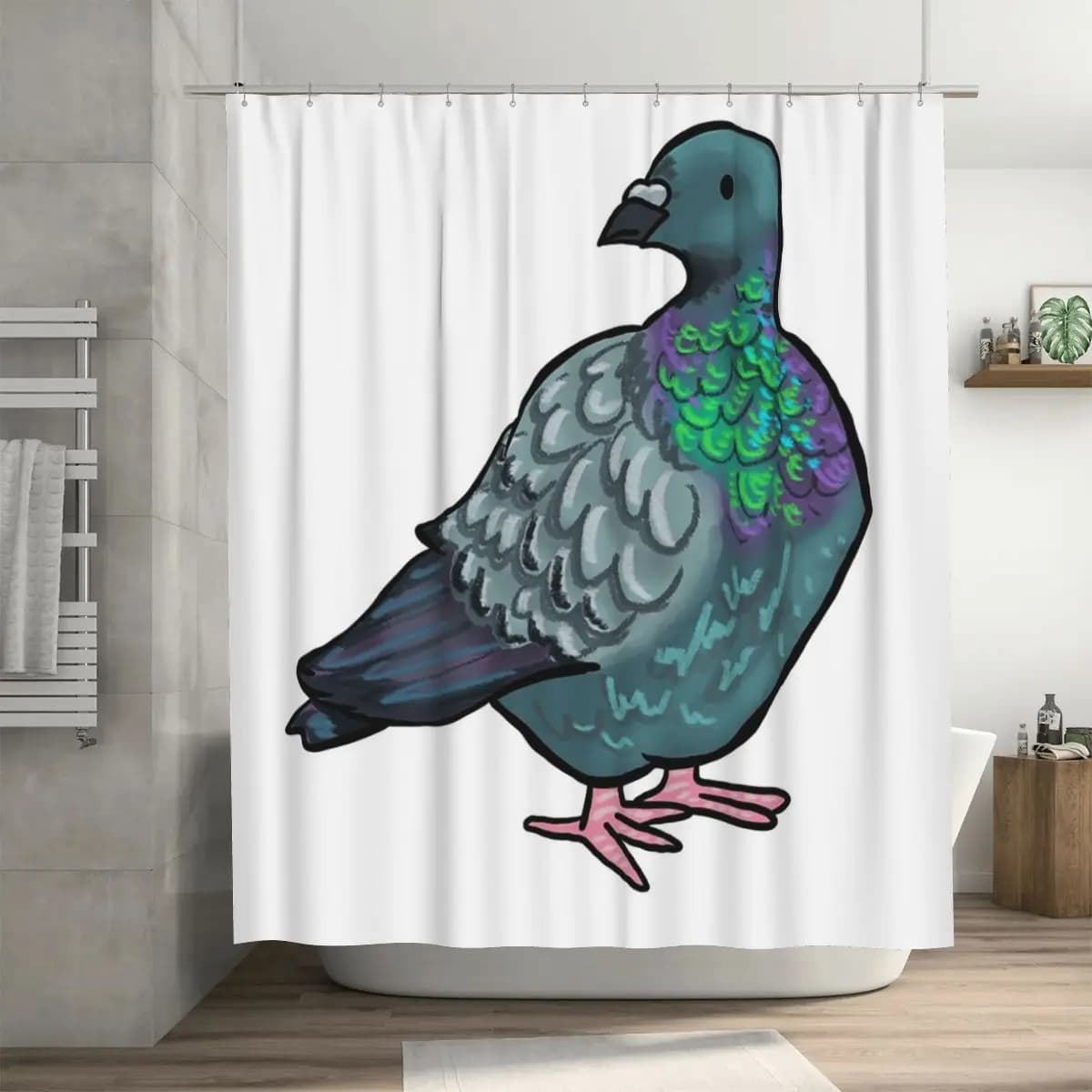 Tenda da doccia Bright Feathered Pigeon, tende da bagno impermeabili in poliestere con ganci