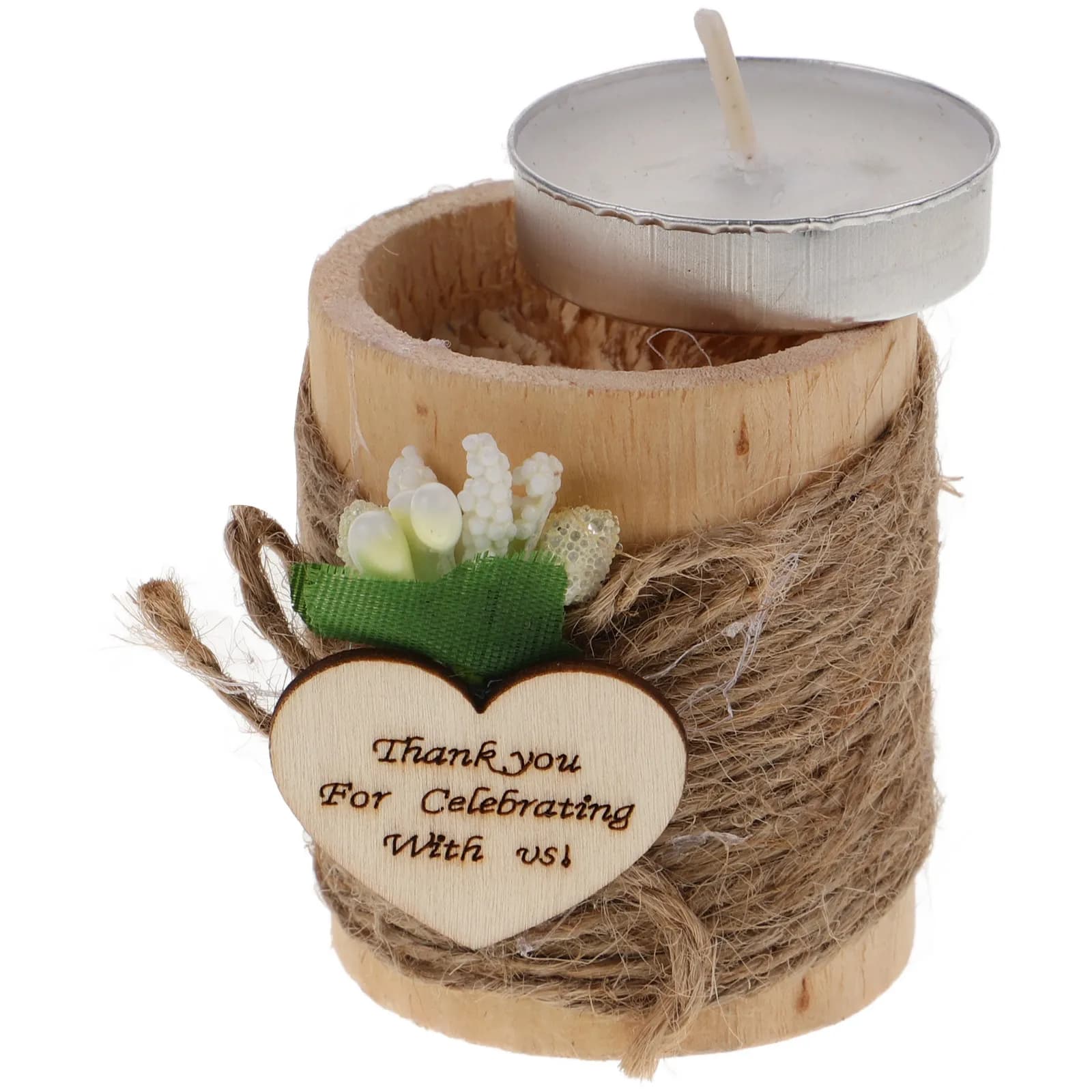 Small Wooden Stand Rustic Style Tea Light Holder Decorative Desktop Ornament for Table Window Living Room Wedding
