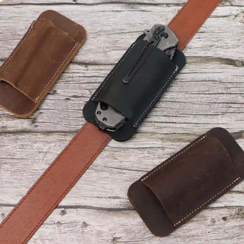 NUOVO 1pc custodia per coltello pieghevole in vera pelle vintage custodia per coltello da tasca da cintura indossabile custodia per accessori vintage per attrezzi da esterno