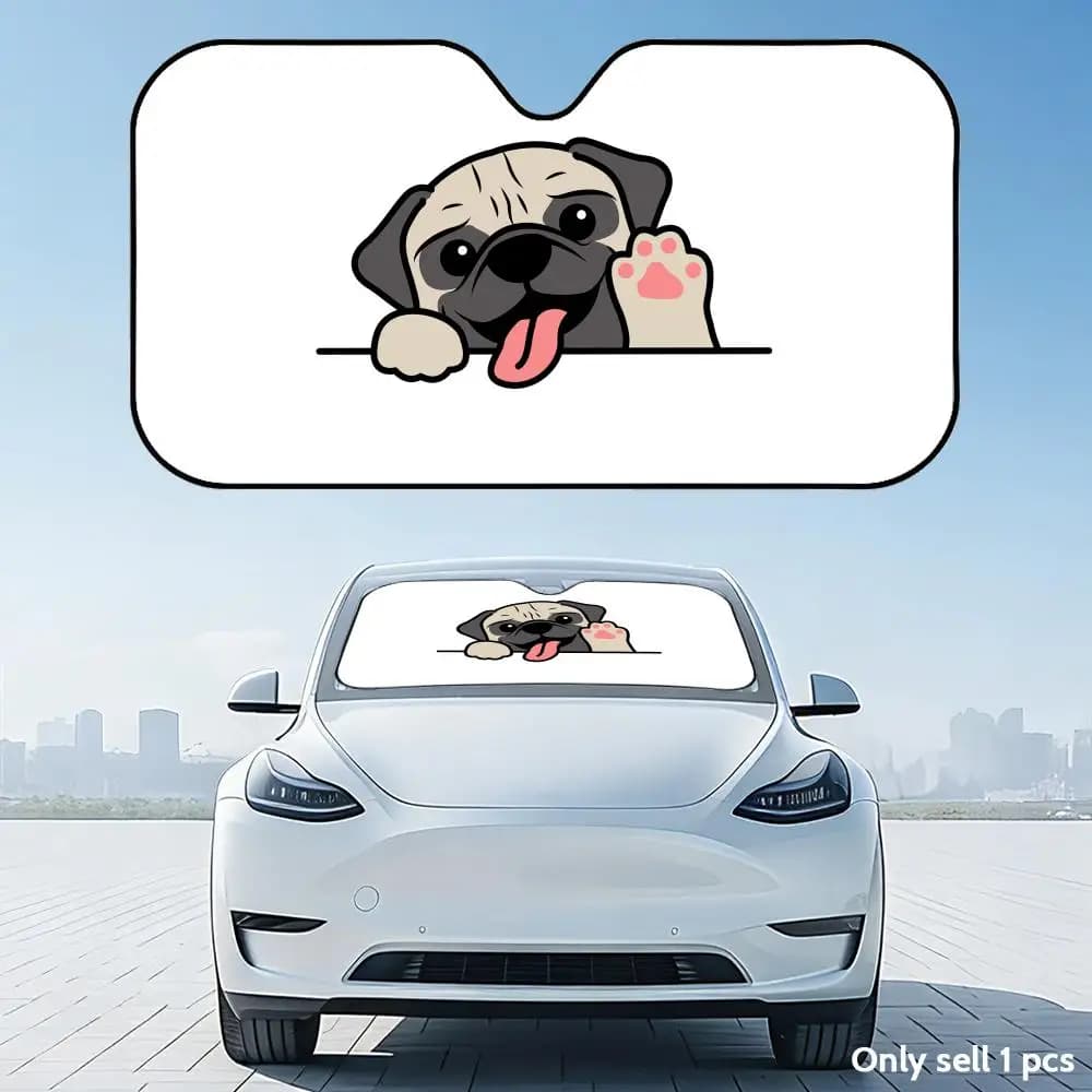 Parasole per Auto con Simpatico Cane che Agita la Zampa, Riutilizzabile in Alluminio, Protezione UV e Isolamento Termico