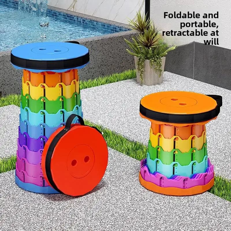 Telescopic Folding Chair in Plastic, Adjustable Light Stool for Fishing, Beach, Camping, Complete Seat for Exterior