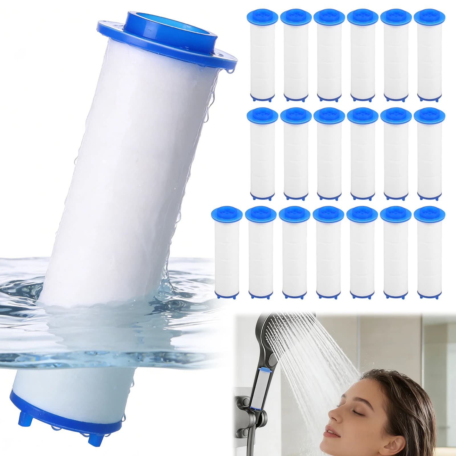 20/40Pcs Hand Shower Filters Set Replacement PP Cotton Filter Water Purification Accessories for Universal Shower Water Cleaning