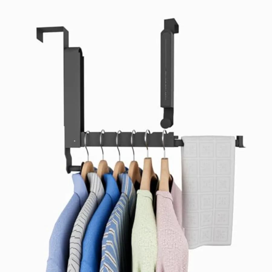 Over The Door Drying Rack, Foldable Portable Over The Door Hooks Hanger with Towel Racks for Coat Clothes Laundry Bathroom Bedr