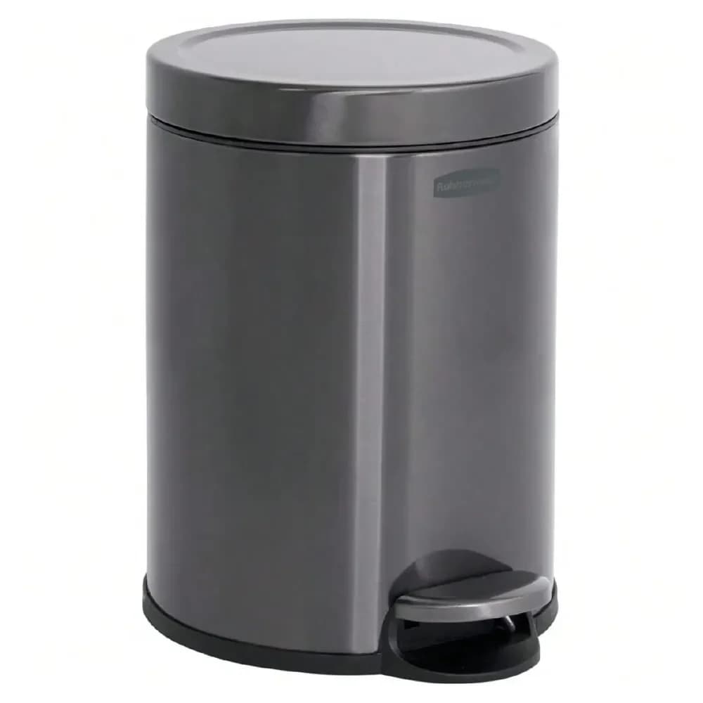 Cestino per rifiuti rotondo in acciaio, 1,6 galloni, colore antracite, con coperchio, per casa, bagno, cucina, ufficio, 25104028