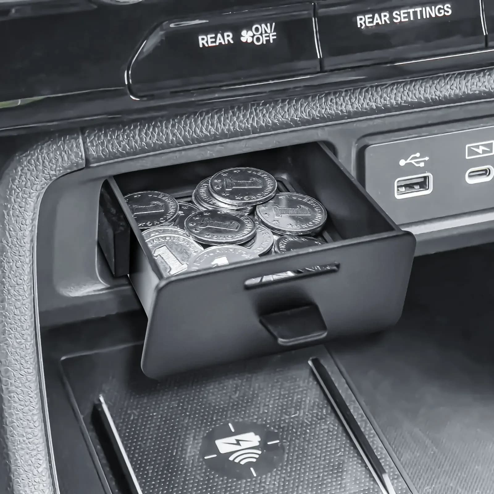 Scatola portaoggetti per cassetto console centrale centrale per Honda Pilot 2023 2024 2025/2026 Cassetto portamonete con scomparto segreto per passaporto
