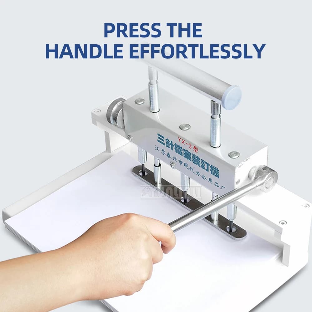 Three-Hole Punch, Manual Hole Punch,Modern Three-Needle Personnel File Binding Machine, File Binding