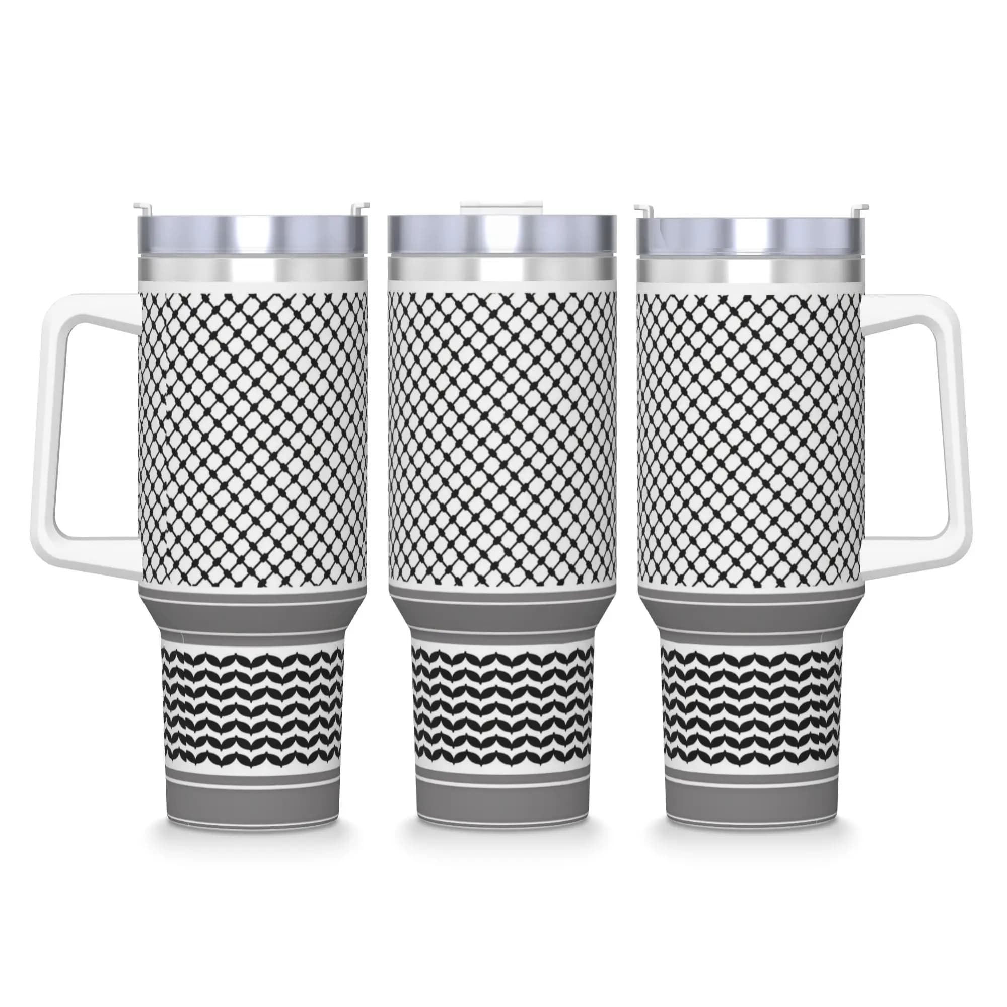 Bicchiere in acciaio inossidabile Tazze termiche keffiyeh palestinese Conservazione del calore Bevande calde Tazze per auto Bottiglia d'acqua grafica per la guida