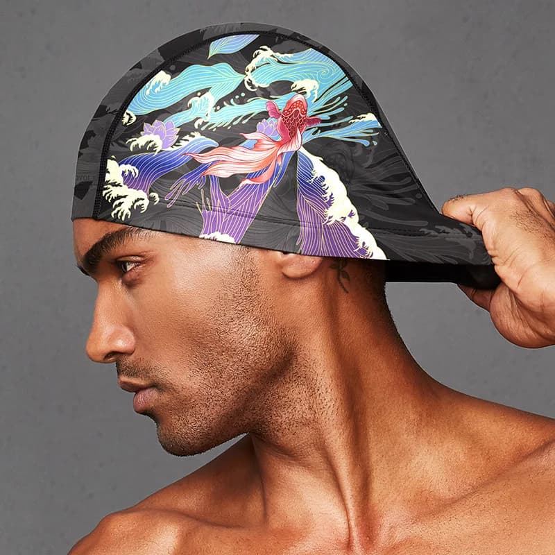 Men's swim caps waterproof ear protection for adults comfortable solid travel diving hat