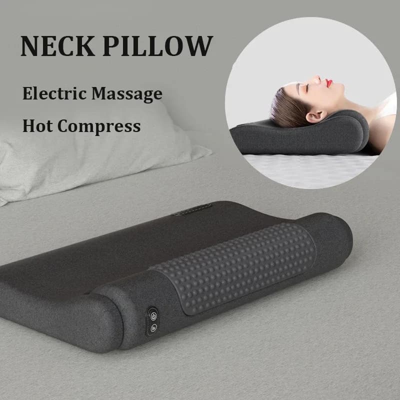 Cuscino per il collo con massaggio elettrico per proteggere la trazione della colonna vertebrale cervicale Cuscino per dormire con impacco caldo Cuscino dal design ergonomico