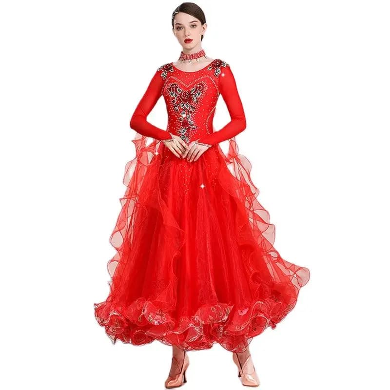 Abito da competizione di danza da sala con cerniera nascosta girocollo per le donne abito da valzer costumi di danza lirica abito da ballo abito da ballo