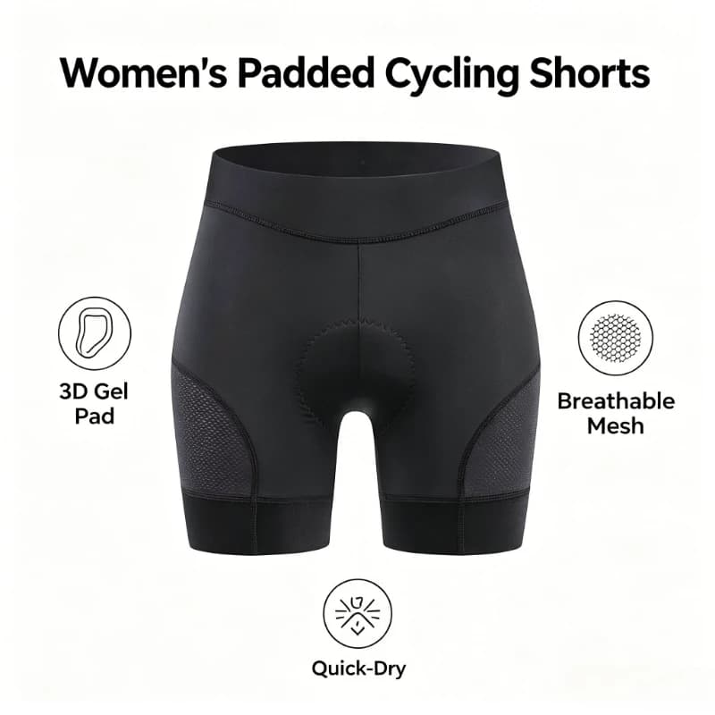 Women's 3D Gel Padded High-Elastic Fit Cycling Shorts Breathable Mesh Quick Dry Bike Shorts for Road & Mountain Biking