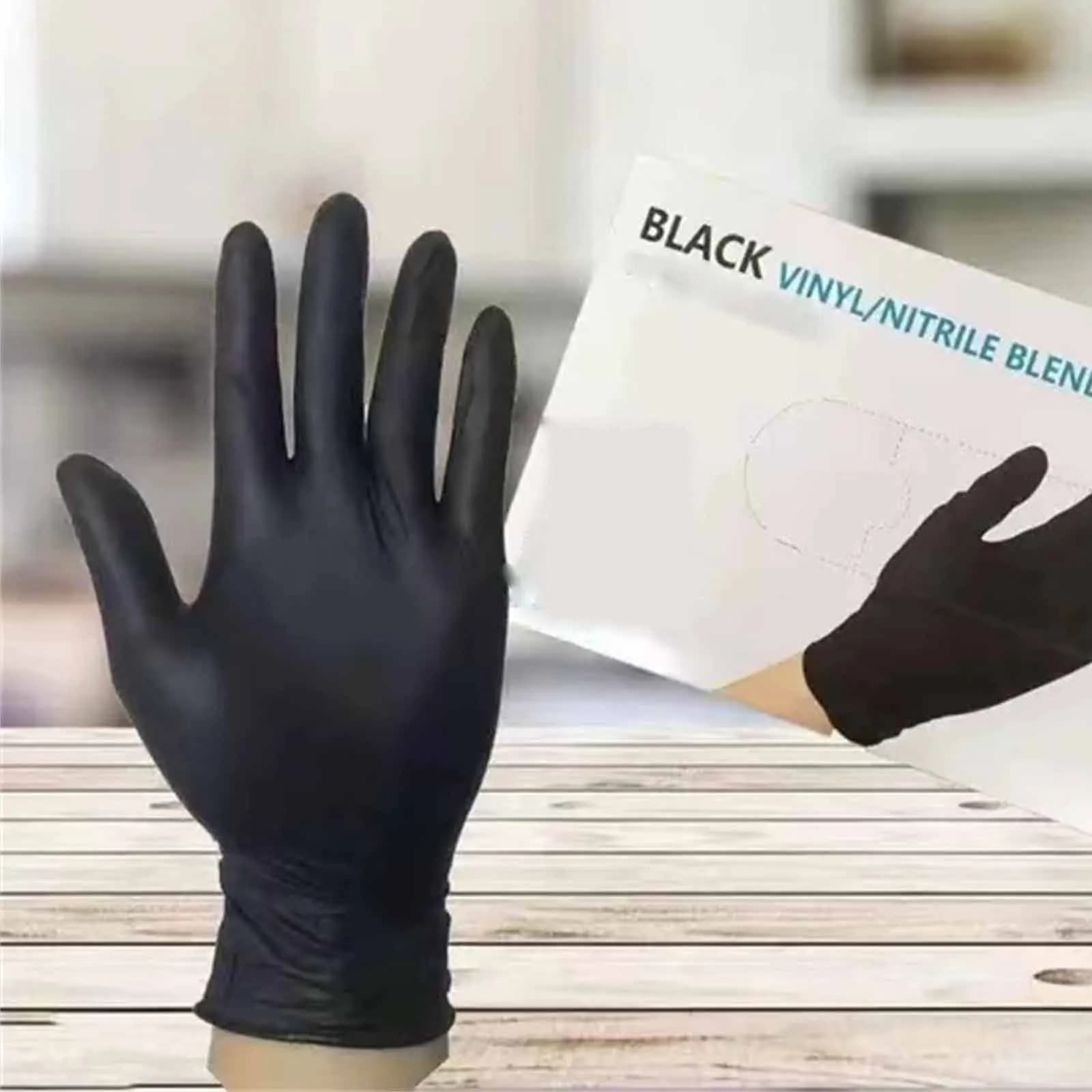 Guanti da Cucina Monouso Neri, Sicuri per Alimenti, in Nitrile e Vinile, Senza Lattice, Senza Polvere, Resistenti e Protettivi per Uso Domestico