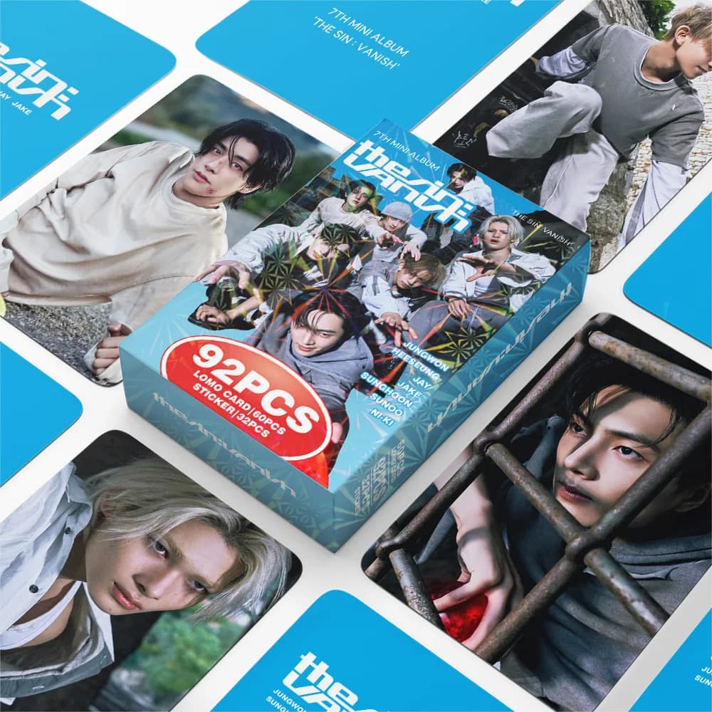 60+32PCS/SET 2026 KPOP SKZOO New album THE SIN VANISH fan support Jake Heeseung Sunoo Photo cards,stickers, LOMO cards ENHYPEN