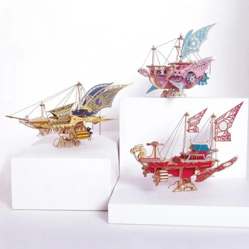 FAI DA TE Steampunk Fantasy Stile Epico Astronave 3D Puzzle di Legno Giocattolo Modello Building Block Kit Giocattoli di Montaggio Per I Bambini Adulti