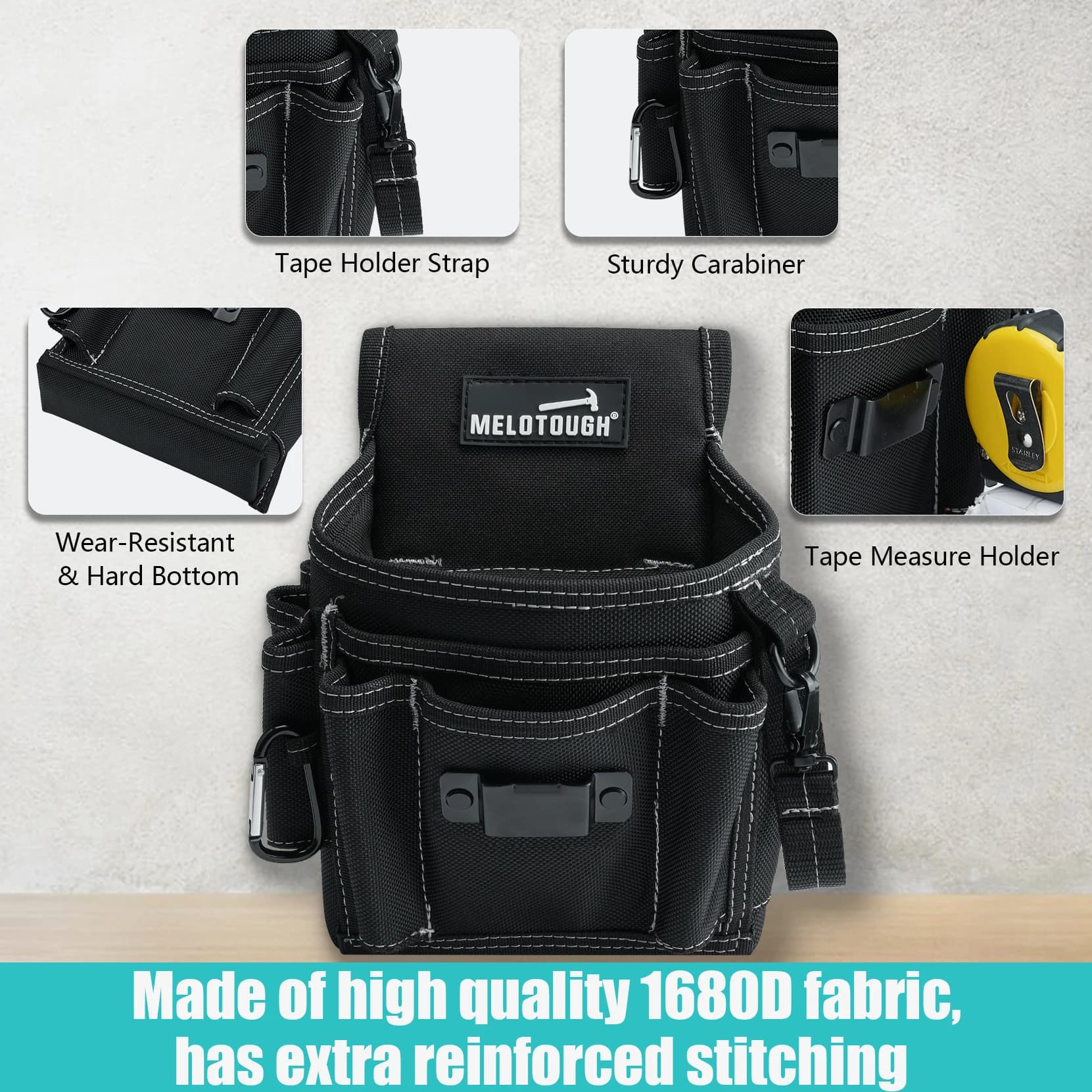 Set di cinture per attrezzi professionali per elettricisti, custodia da lavoro resistente da 2 pollici con 13 tasche regolabile per coperture di carpentiere e appaltatori