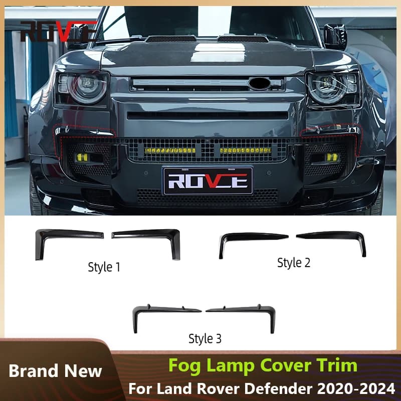 ROVCE Fendinebbia Sopracciglia Strisce Adesivo Diffusore per labbra Spoiler Paraurti anteriore Splitter per Land Rover Defender 2020 -2023 Body Kit