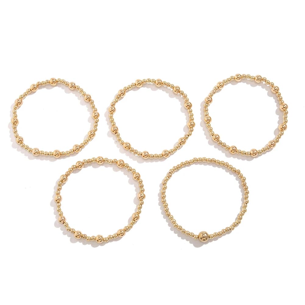 Bracelets with gold stackable balls Pack of bracelets with stackable beads for women's gifts