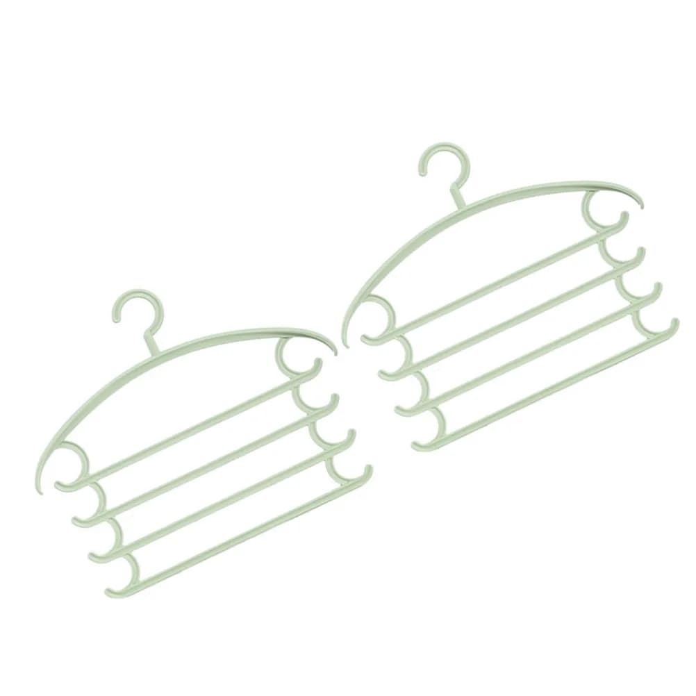 2Pcs Light Green Trackless Clothes Hanger Plastic Multi Use Pant and Scarf Rack Non Slip Rotational Hook Wardrobe Accessory