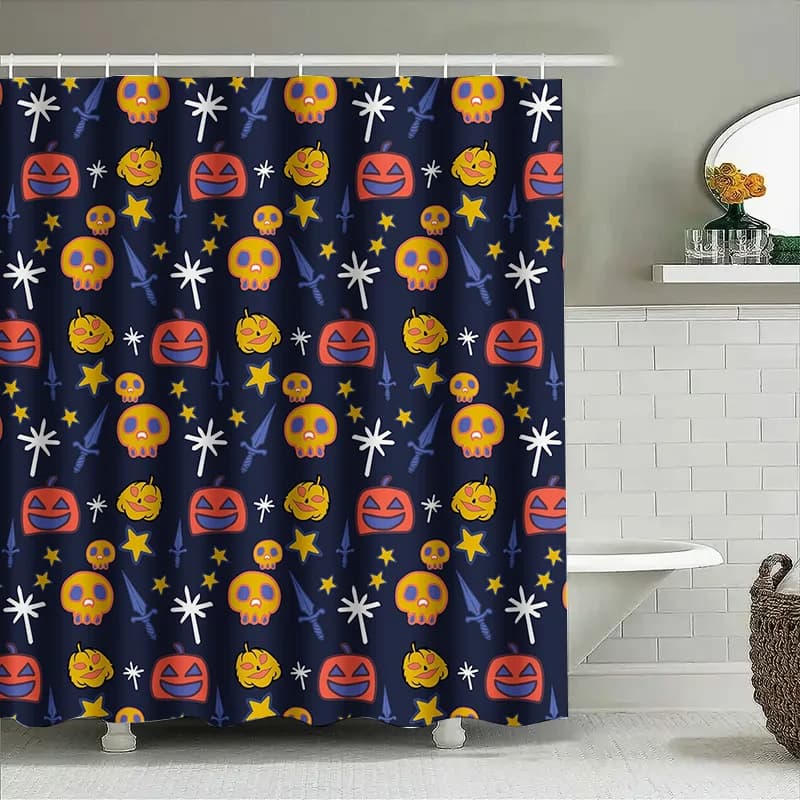 Tuniu Halloween Skull Stars Tenda da bagno Tenda da doccia impermeabile per bambini Adolescenti Ragazzi Ragazze