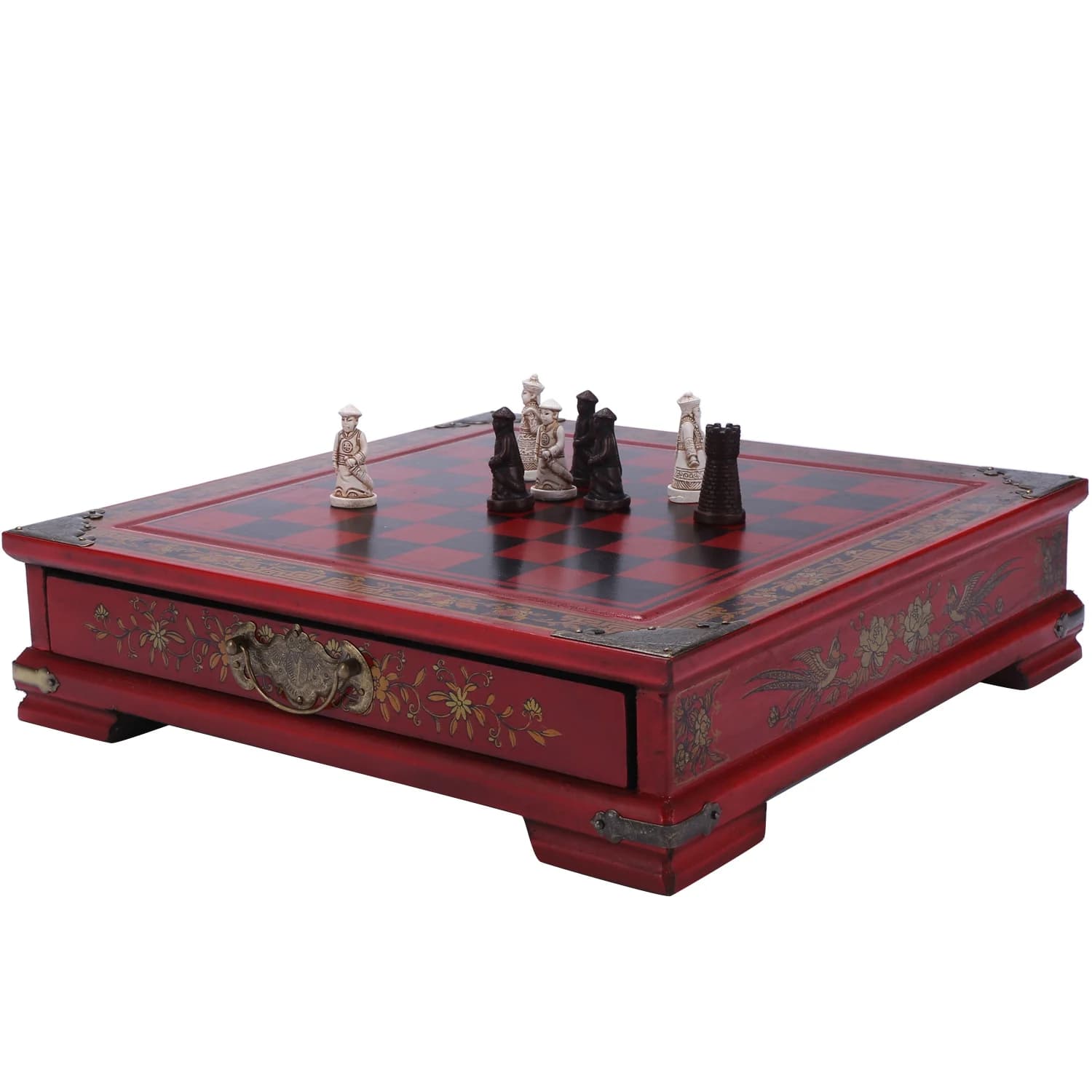 Set da 32 pezzi Scacchi da tavolo in legno Giochi di scacchi cinesi Oggetti da collezione vintage in resina