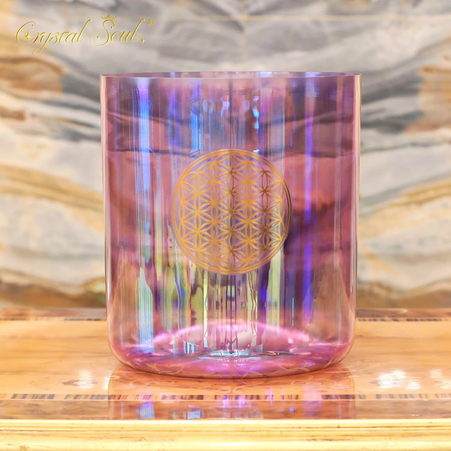 NEW2026Clear Alchemy Crystal Bowl With Classic Purple Customized Pattern Source Factory tigela de cristal quartzo singing bowl