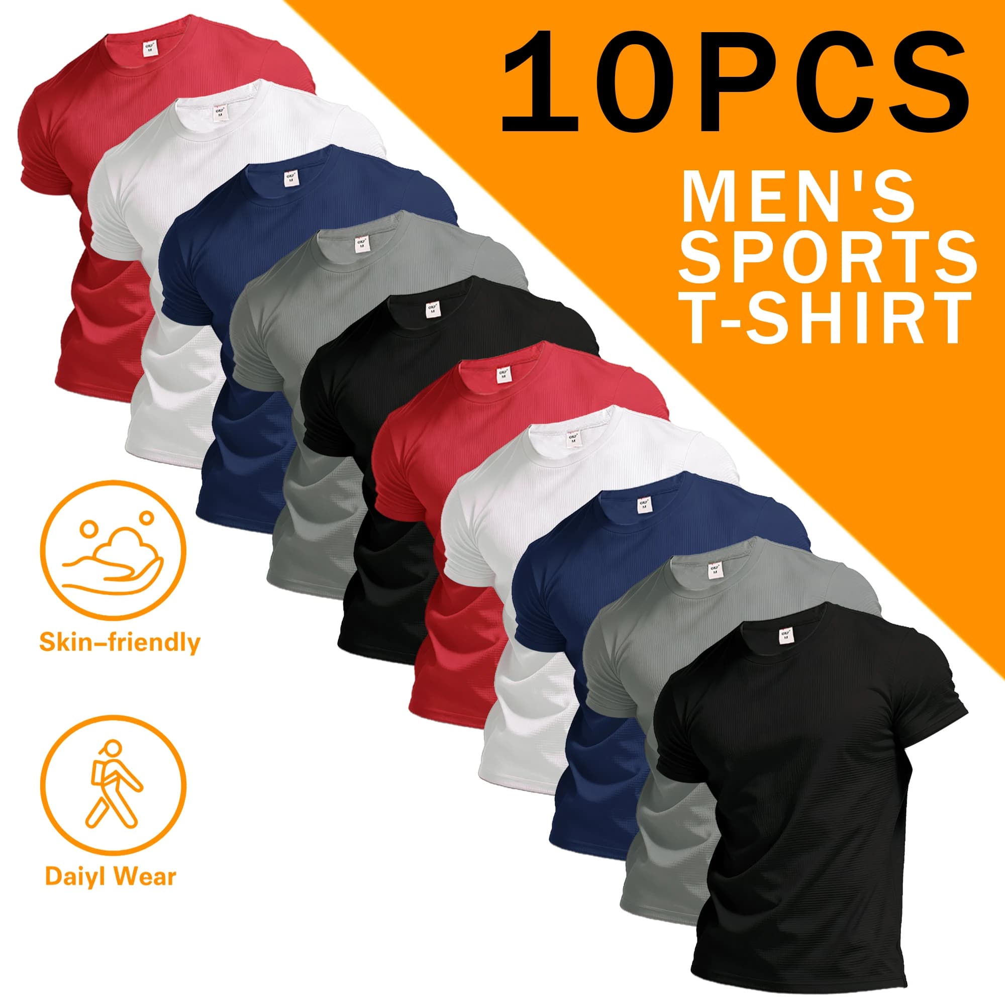 10 pezzi di abbigliamento sportivo da uomo a girocollo e maniche corte, adatti per golf, pesca, Rockbros, scooter elettrici, attrezzatura da campeggio, biciclette