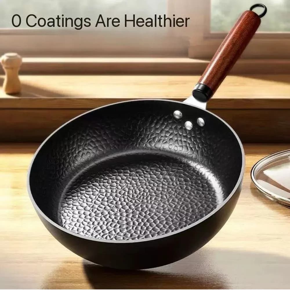 28cm Anti-adhesive Wok Wok Iron Pail Not Covered Bistecca Pentola Pancake Padella Fatta a Mano Gas stove Induction Cooking pots