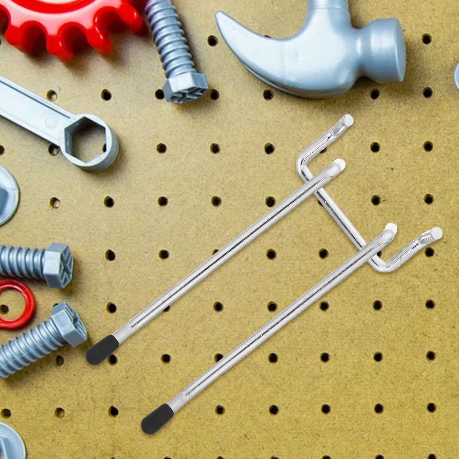 6Pcs Heavy Duty Peg Board Hooks Metal Tool Storage for Garage Workshop Craft Room Organization Utility Wall Organizer